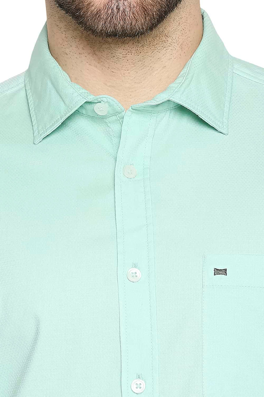 BASICS SLIM FIT MIST GREEN DOBBY SHIRT