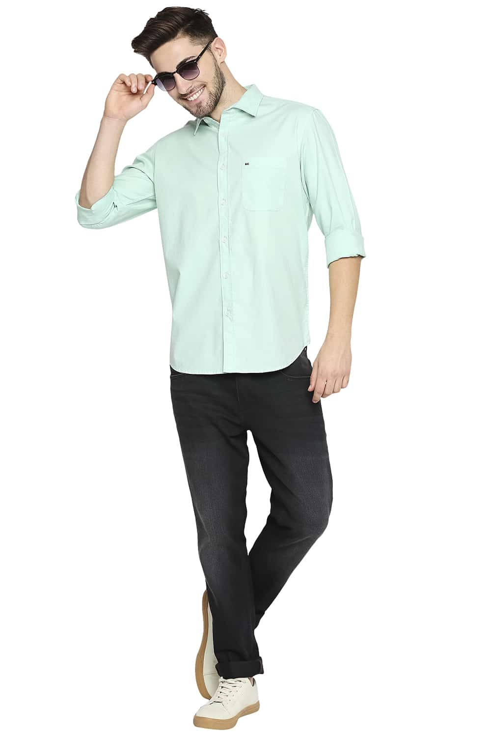 BASICS SLIM FIT DOBBY SHIRT