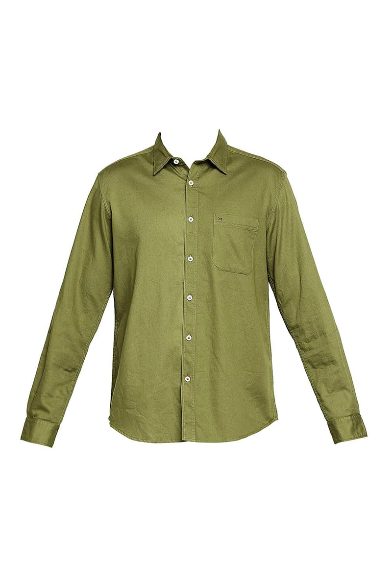 BASICS SLIM FIT HERRINGBONE SHIRT