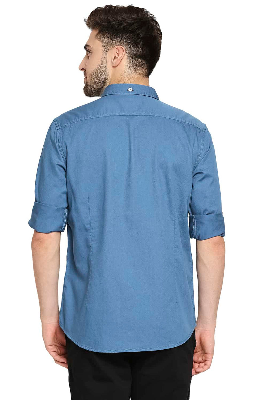 BASICS SLIM FIT EXOTIC TURQUOISE HERRINGBONE SHIRT