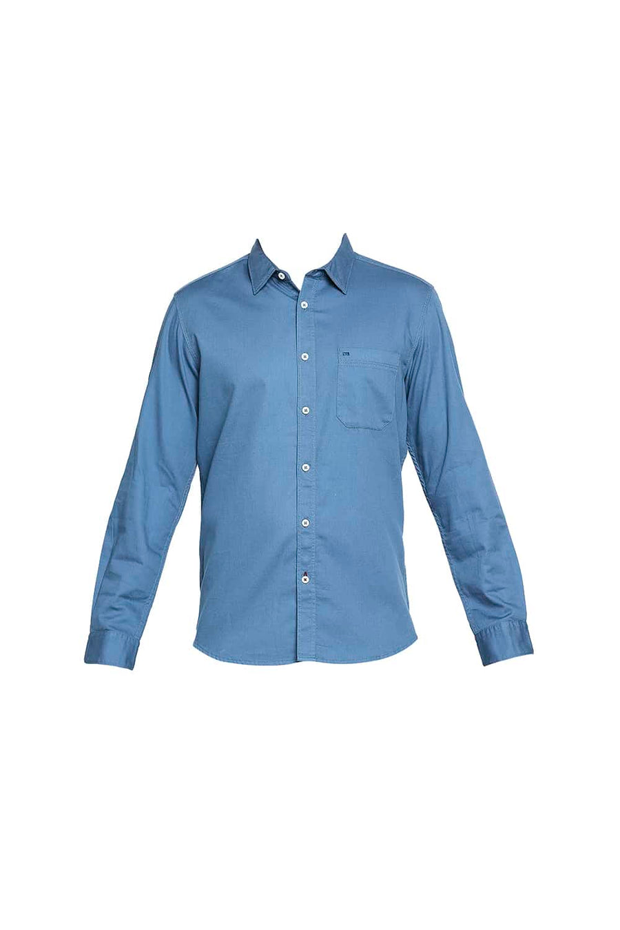 BASICS SLIM FIT EXOTIC TURQUOISE HERRINGBONE SHIRT