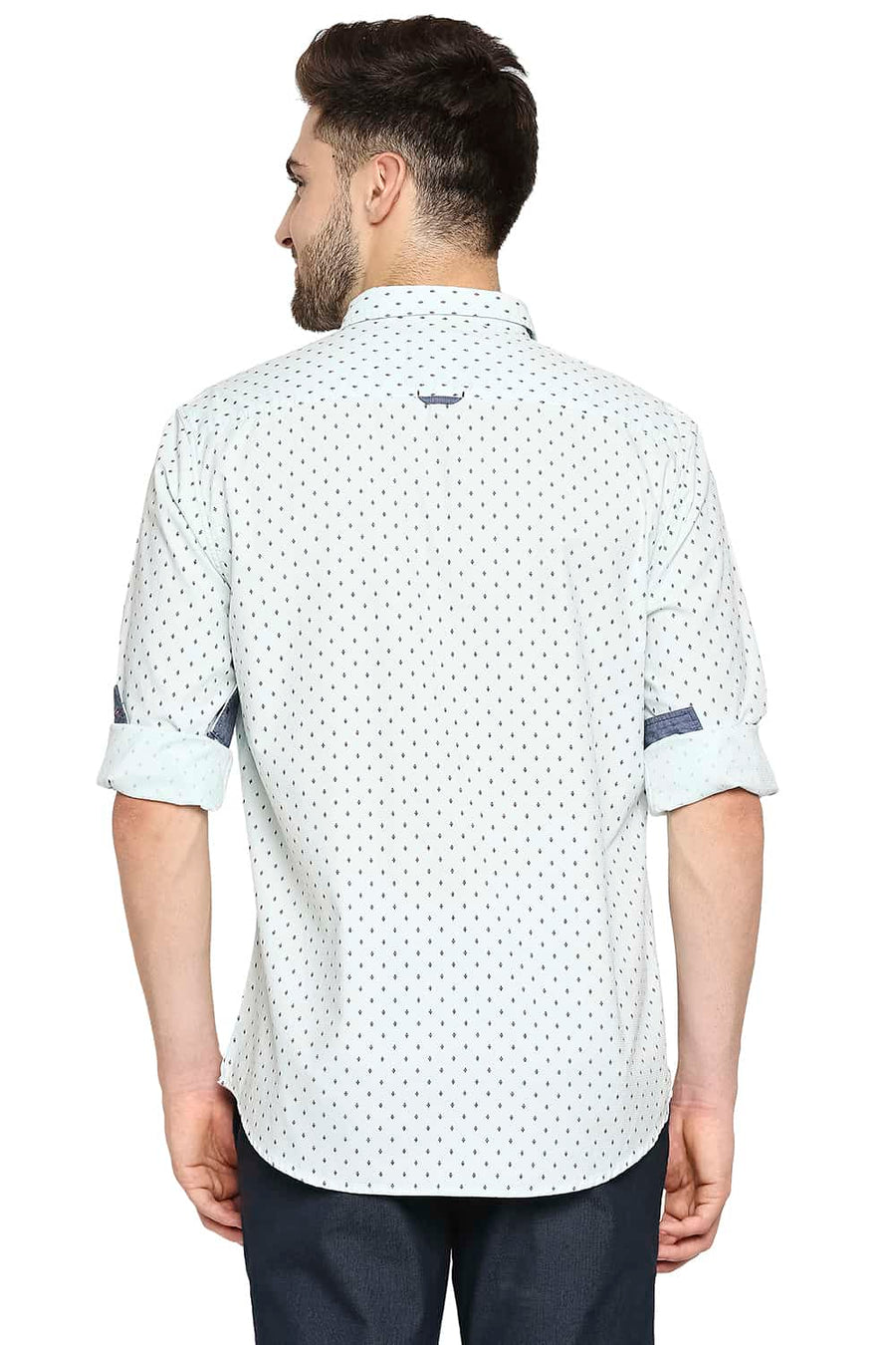 BASICS SLIM FIT HARBOR GREEN PRINTED SHIRT