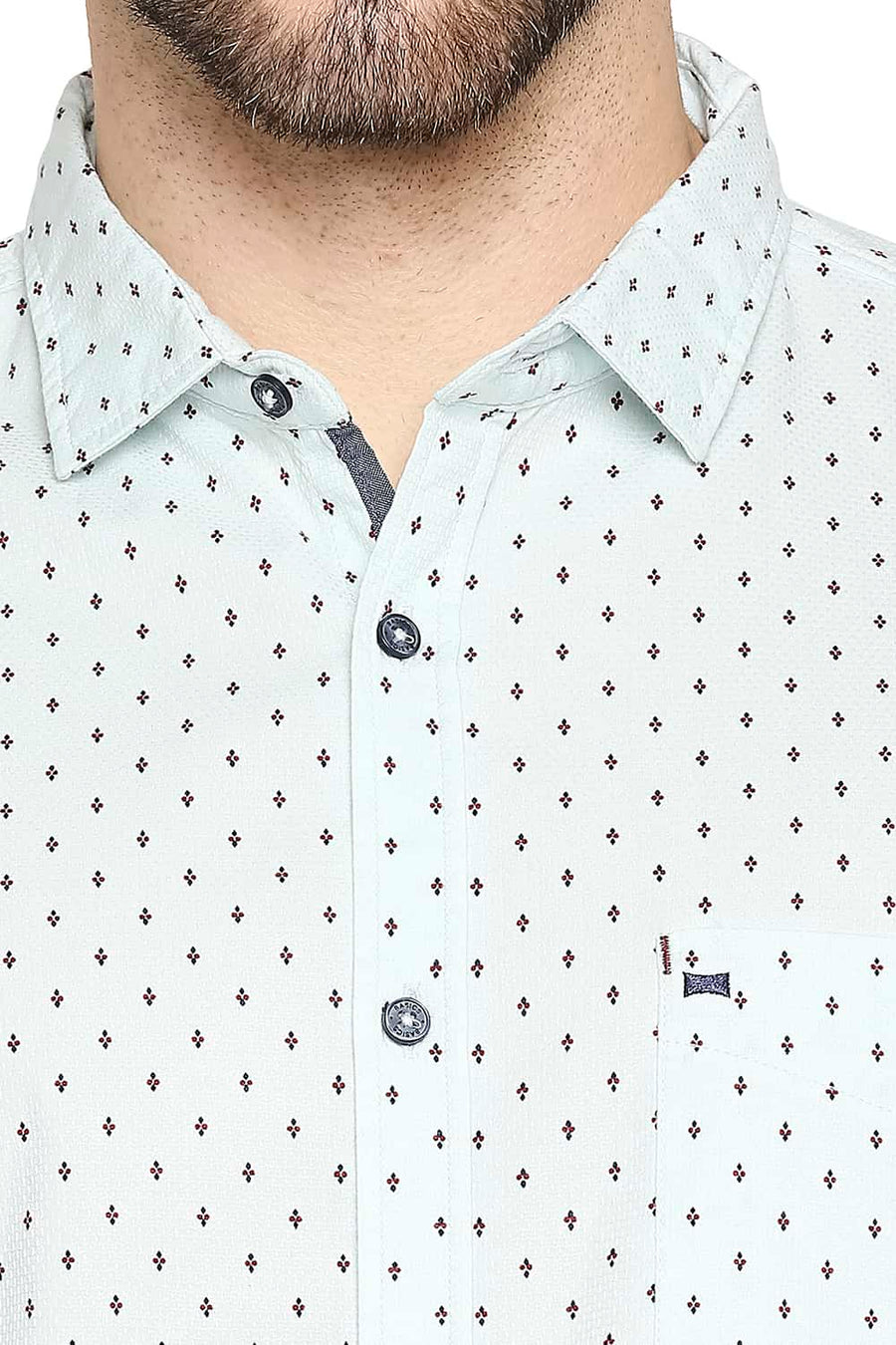 BASICS SLIM FIT HARBOR GREEN PRINTED SHIRT