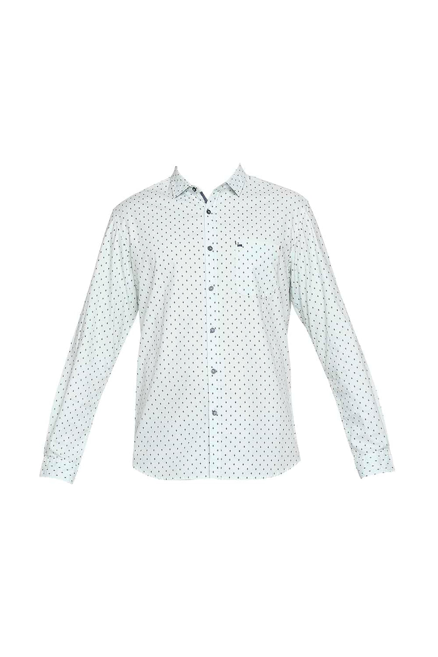 BASICS SLIM FIT HARBOR GREEN PRINTED SHIRT