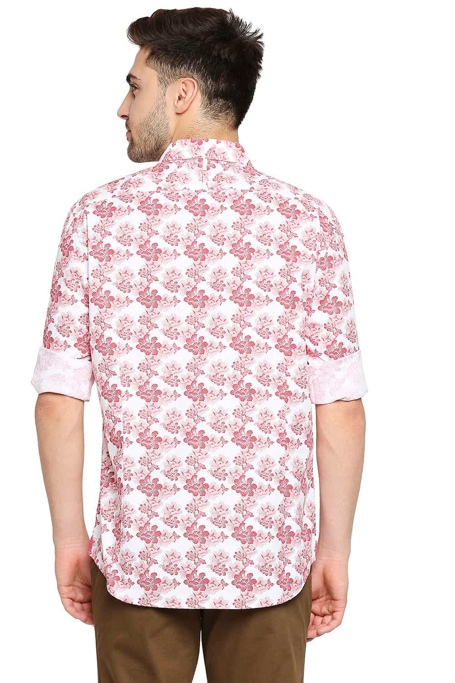 BASICS SLIM FIT SAMBA RED PRINTED SHIRT