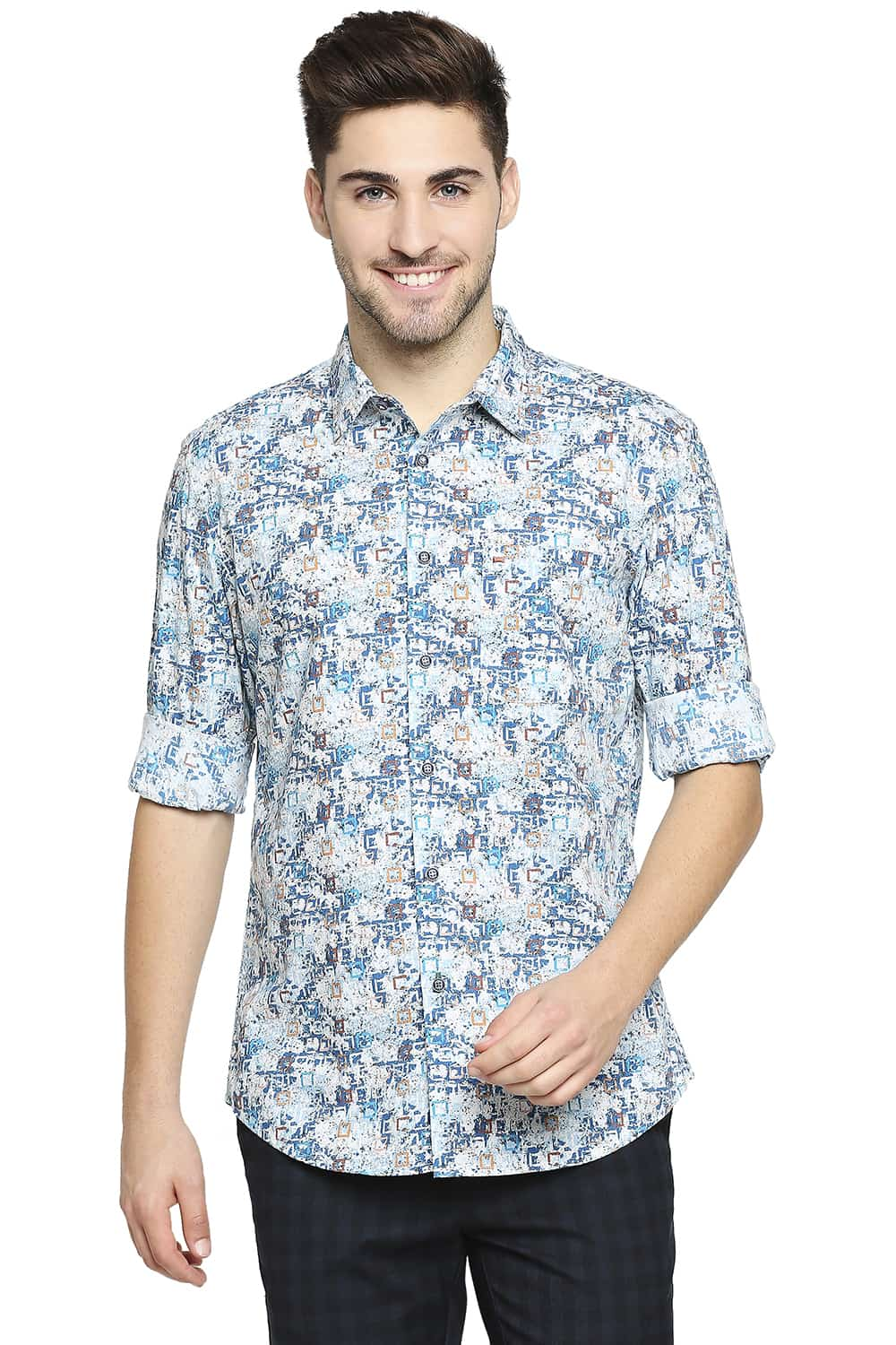 BASICS SLIM FIT PRINTED SHIRT