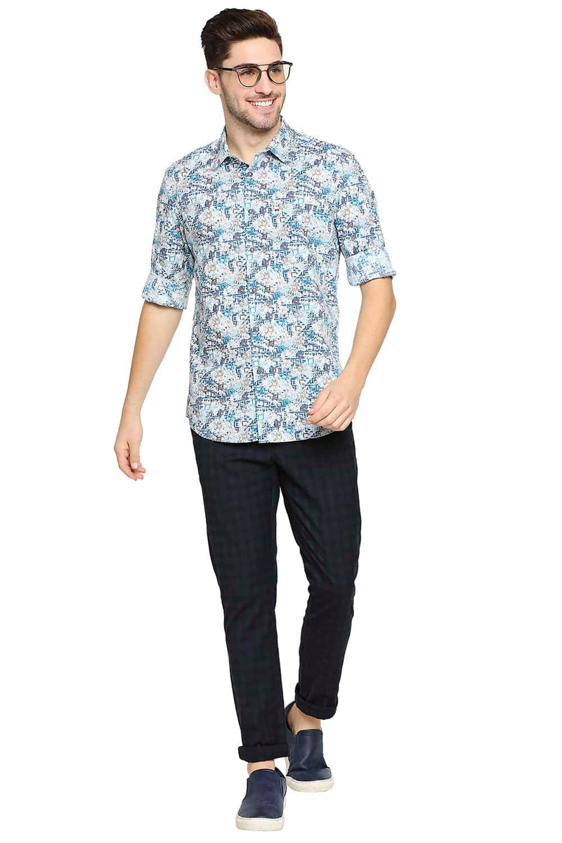 BASICS SLIM FIT PRINTED SHIRT