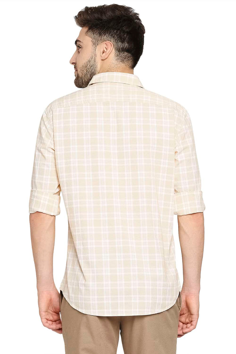 BASICS SLIM FIT GOLDEN YELLOW CHECKS SHIRT