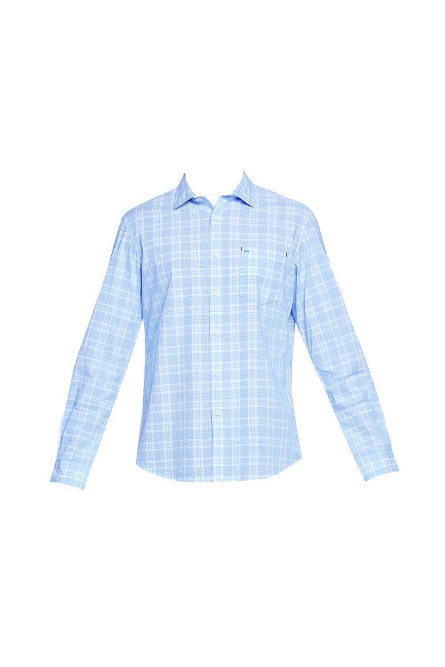 BASICS SLIM FIT DREAM BLUE CHECKS SHIRT