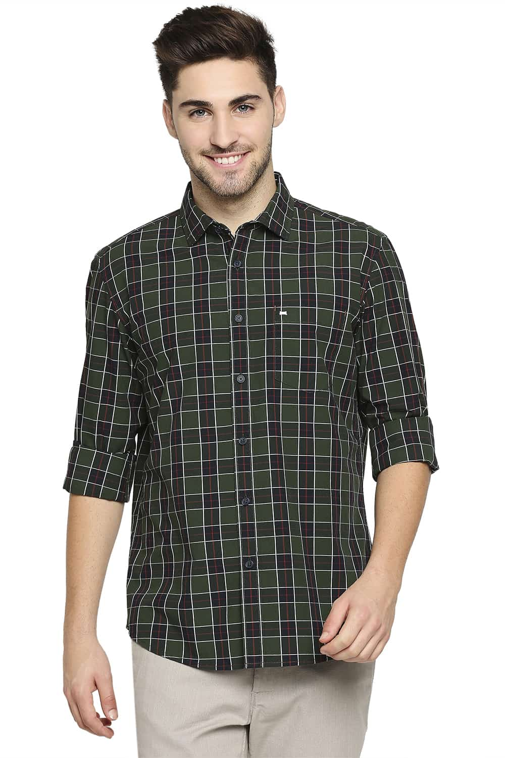 BASICS SLIM FIT CHECKS SHIRT