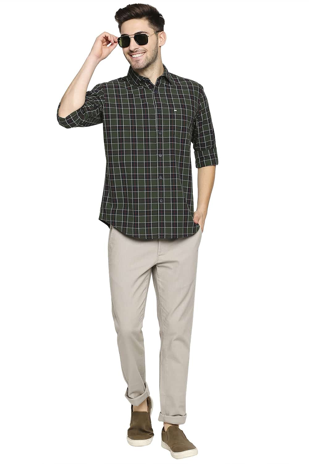 BASICS SLIM FIT CHECKS SHIRT