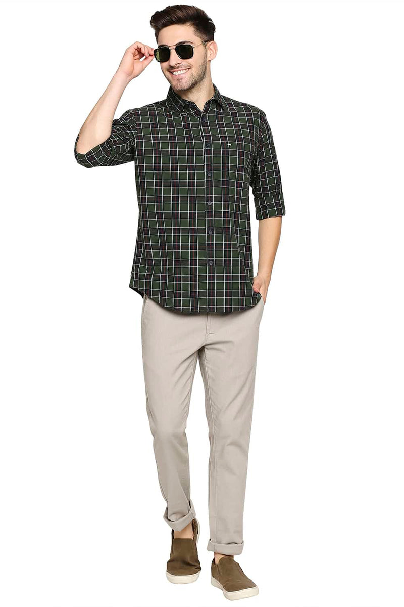 BASICS SLIM FIT CHECKS SHIRT