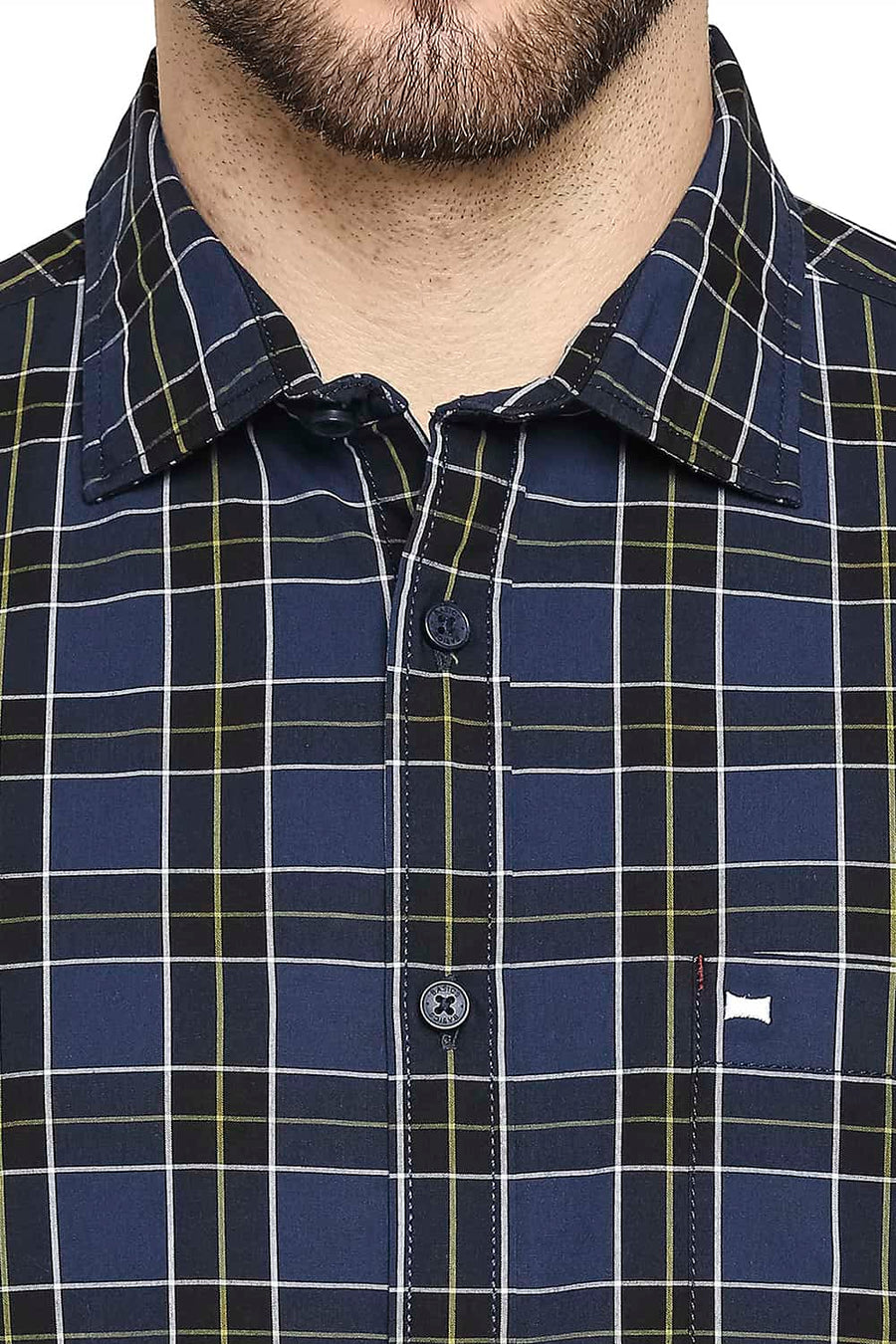 BASICS SLIM FIT MAJOLICA BLUE CHECKS SHIRT