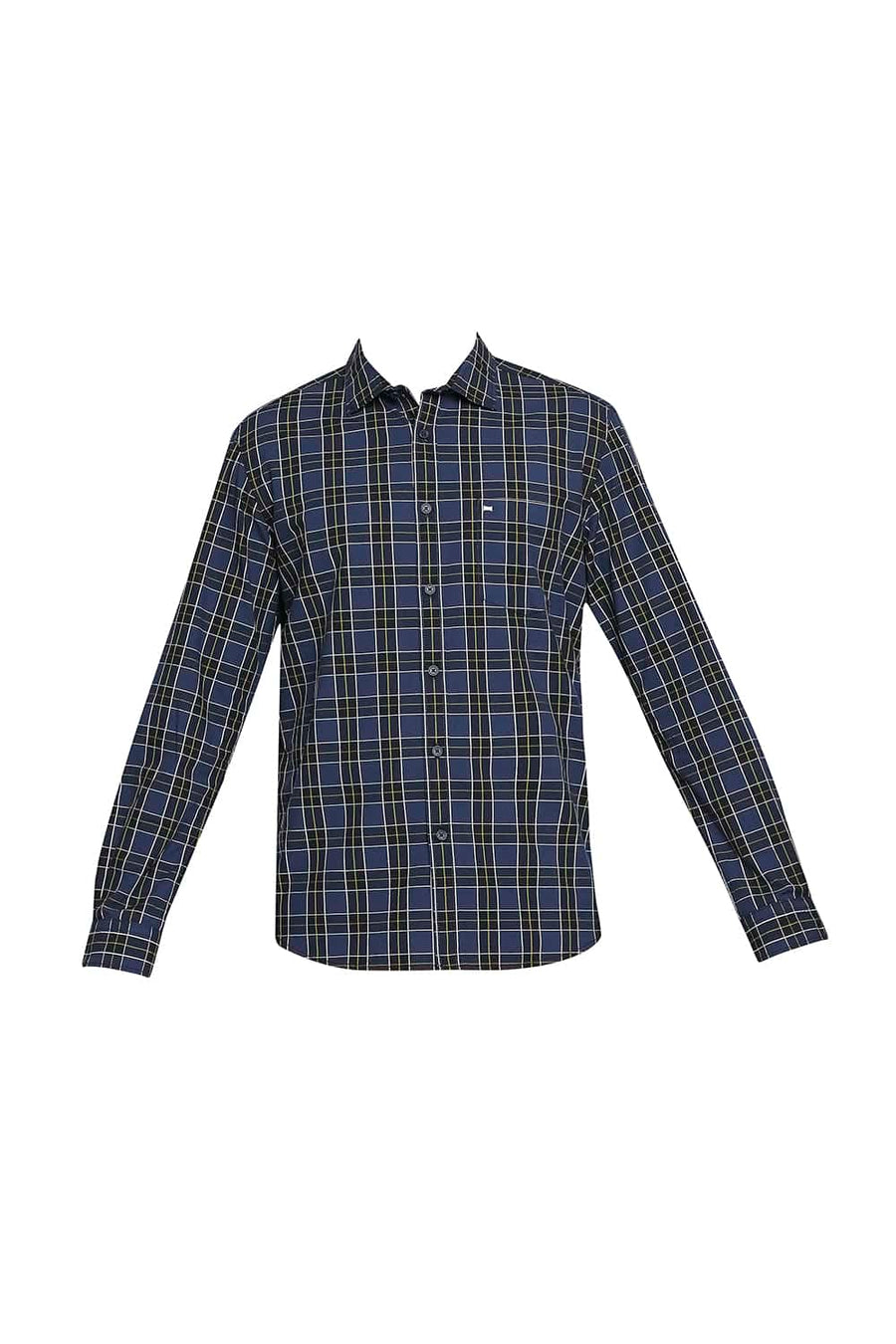 BASICS SLIM FIT MAJOLICA BLUE CHECKS SHIRT