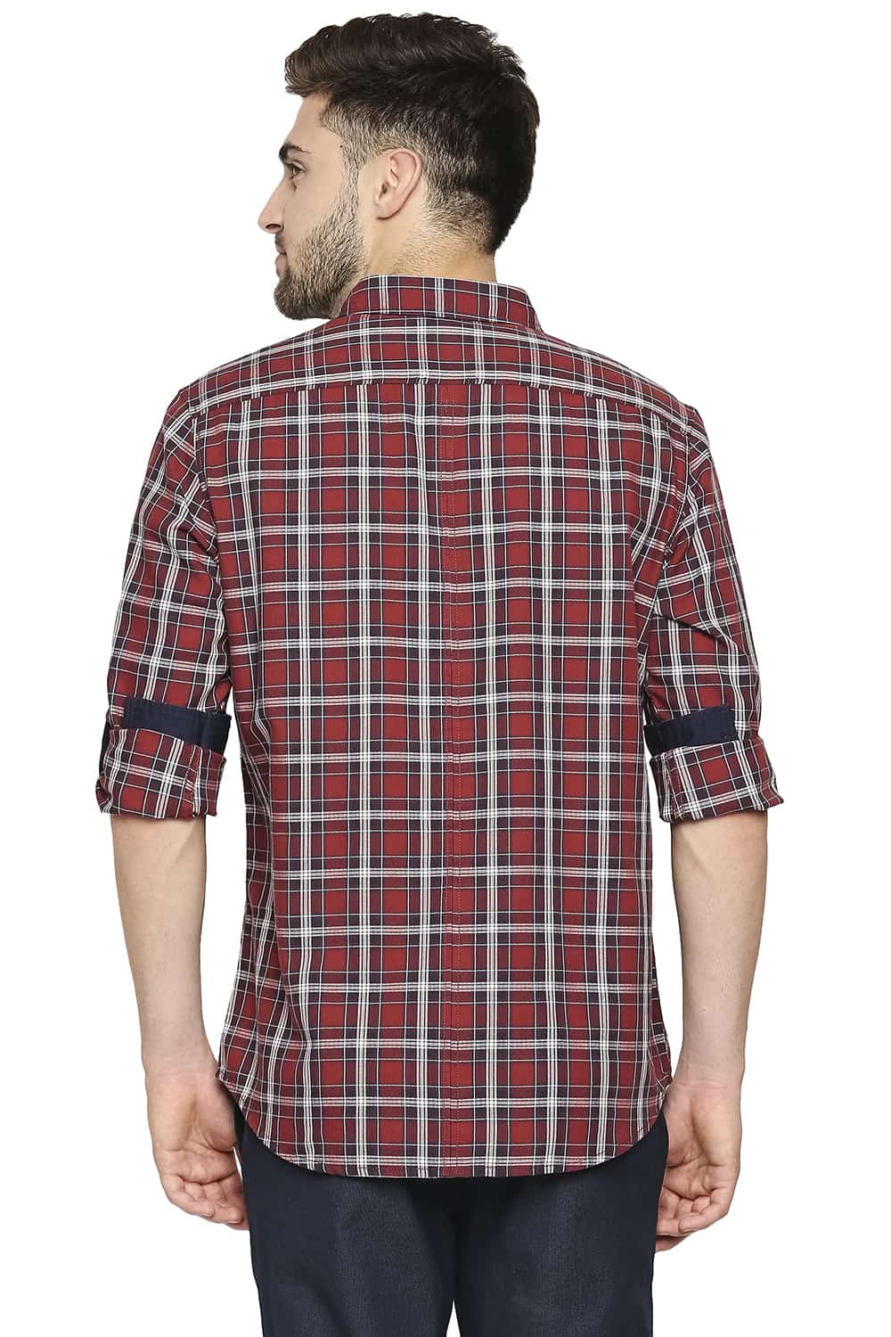 BASICS SLIM FIT TWILL CHECKS SHIRT