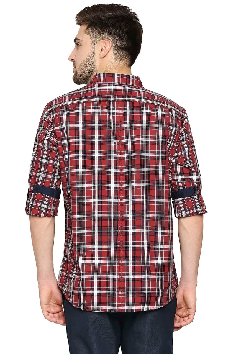 BASICS SLIM FIT TWILL CHECKS SHIRT