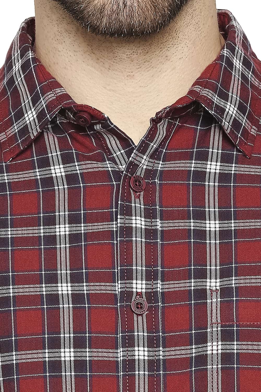 BASICS SLIM FIT TWILL CHECKS SHIRT