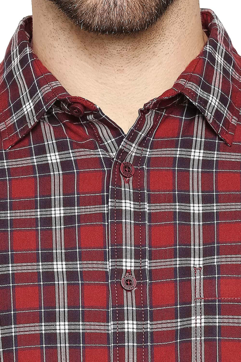 BASICS SLIM FIT TWILL CHECKS SHIRT