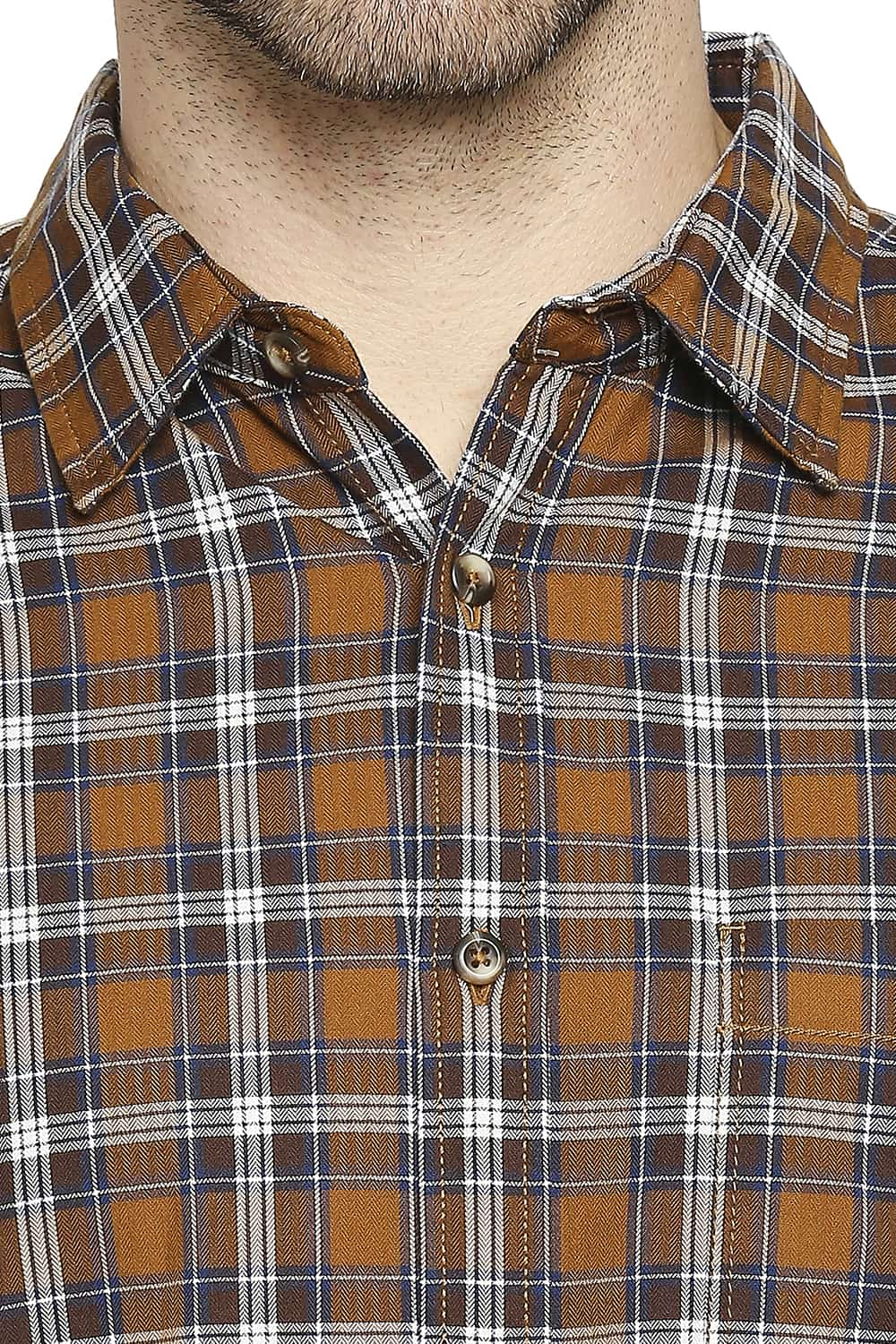 BASICS SLIM FIT TWILL CHECKS SHIRT