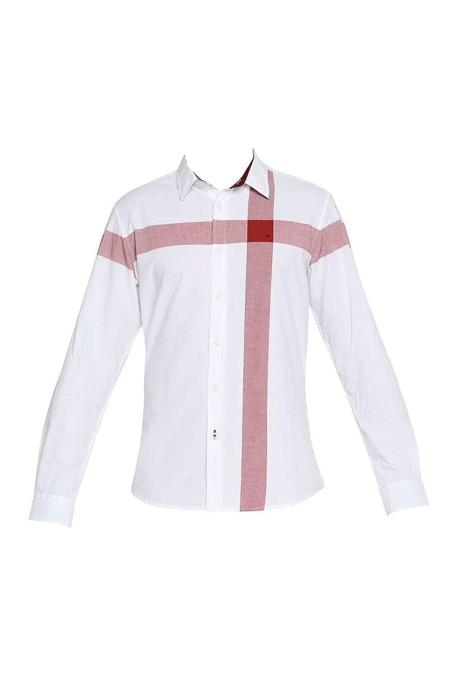 BASICS SLIM FIT OCHRE RED OXFORD CHECKS SHIRT