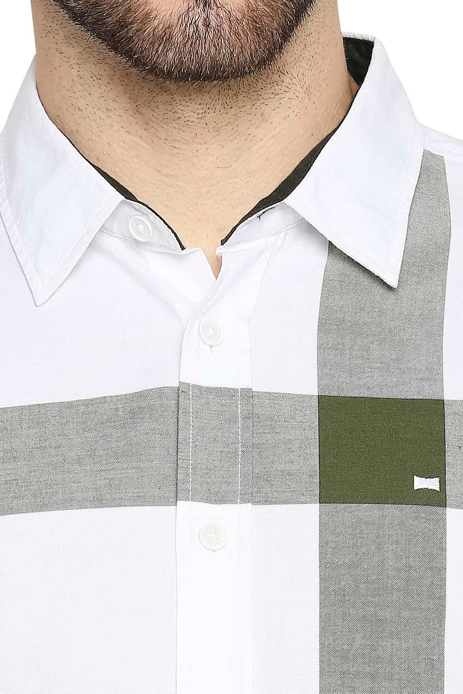 BASICS SLIM FIT CLOVER GREEN OXFORD CHECKS SHIRT