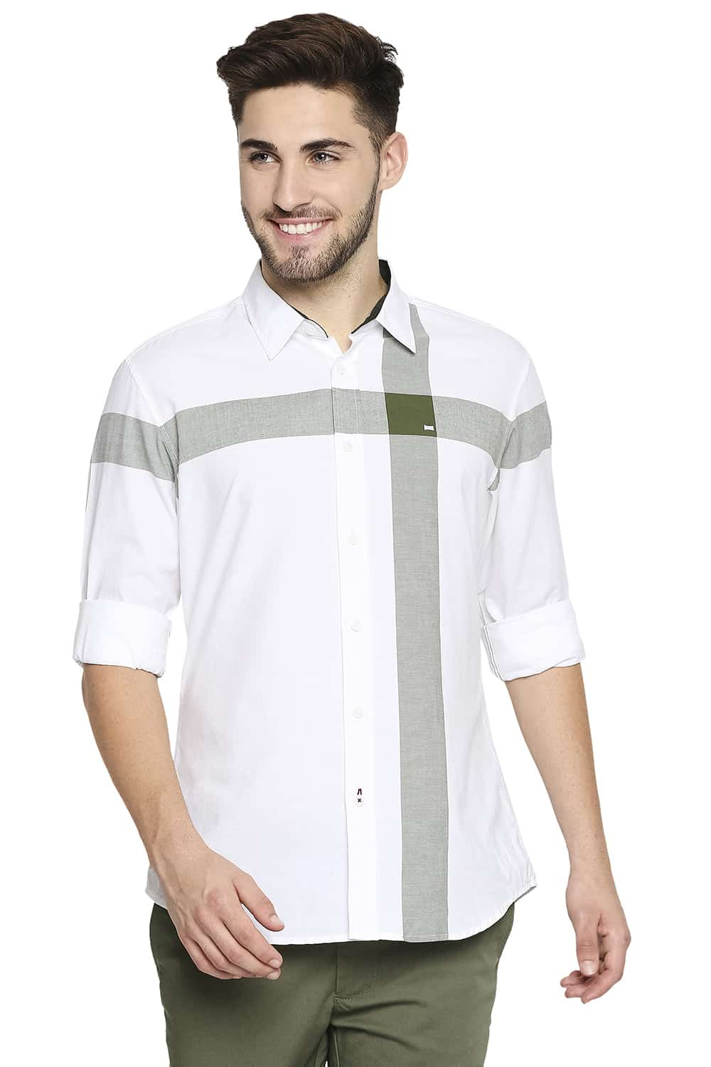 BASICS SLIM FIT OXFORD CHECKS SHIRT