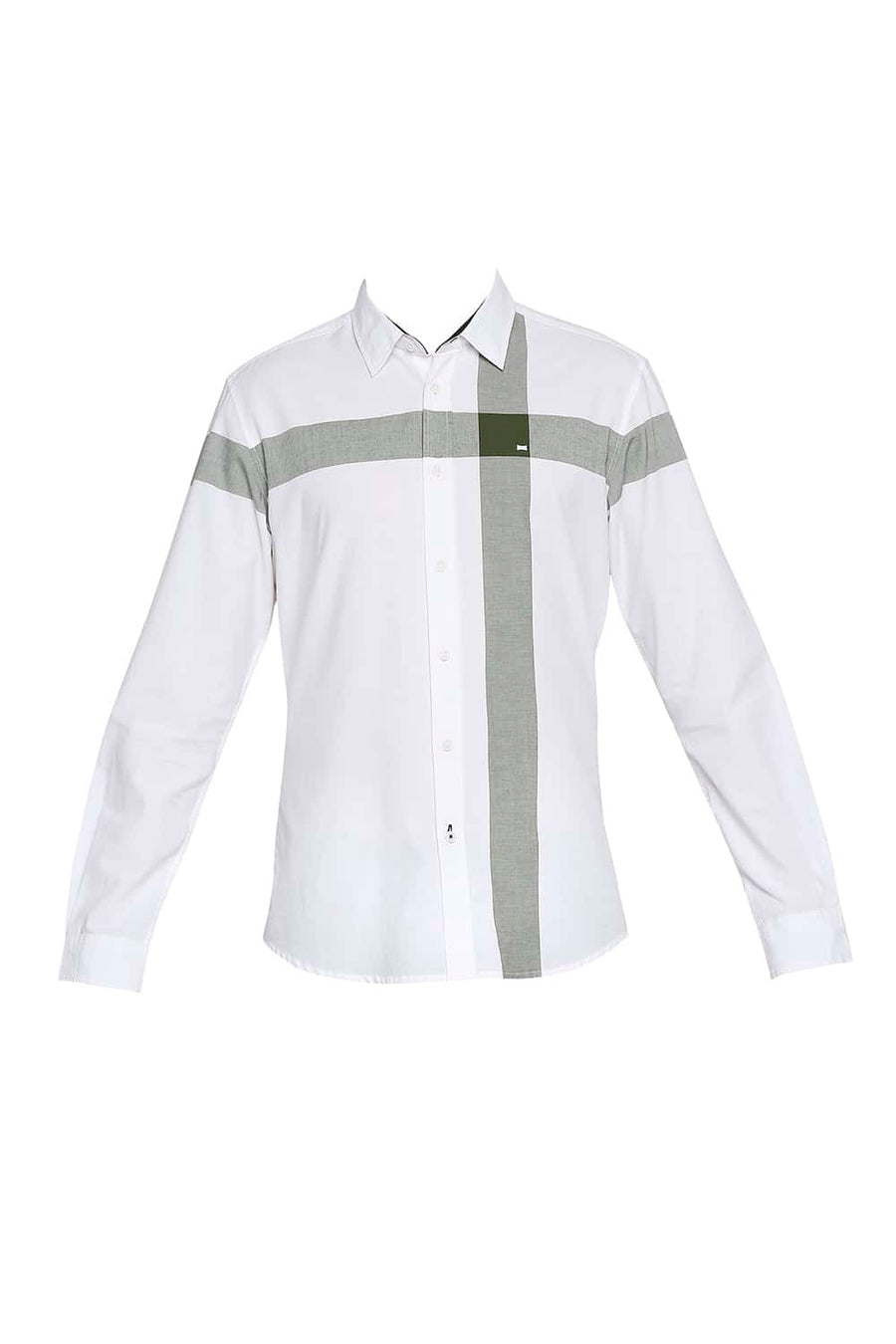 BASICS SLIM FIT CLOVER GREEN OXFORD CHECKS SHIRT