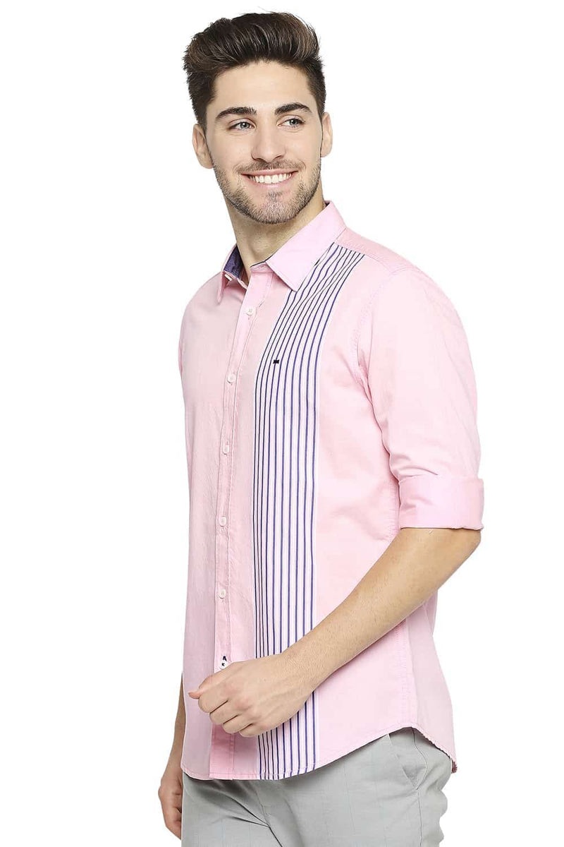 BASICS SLIM FIT ENGINEERED STRIPE SHIRT