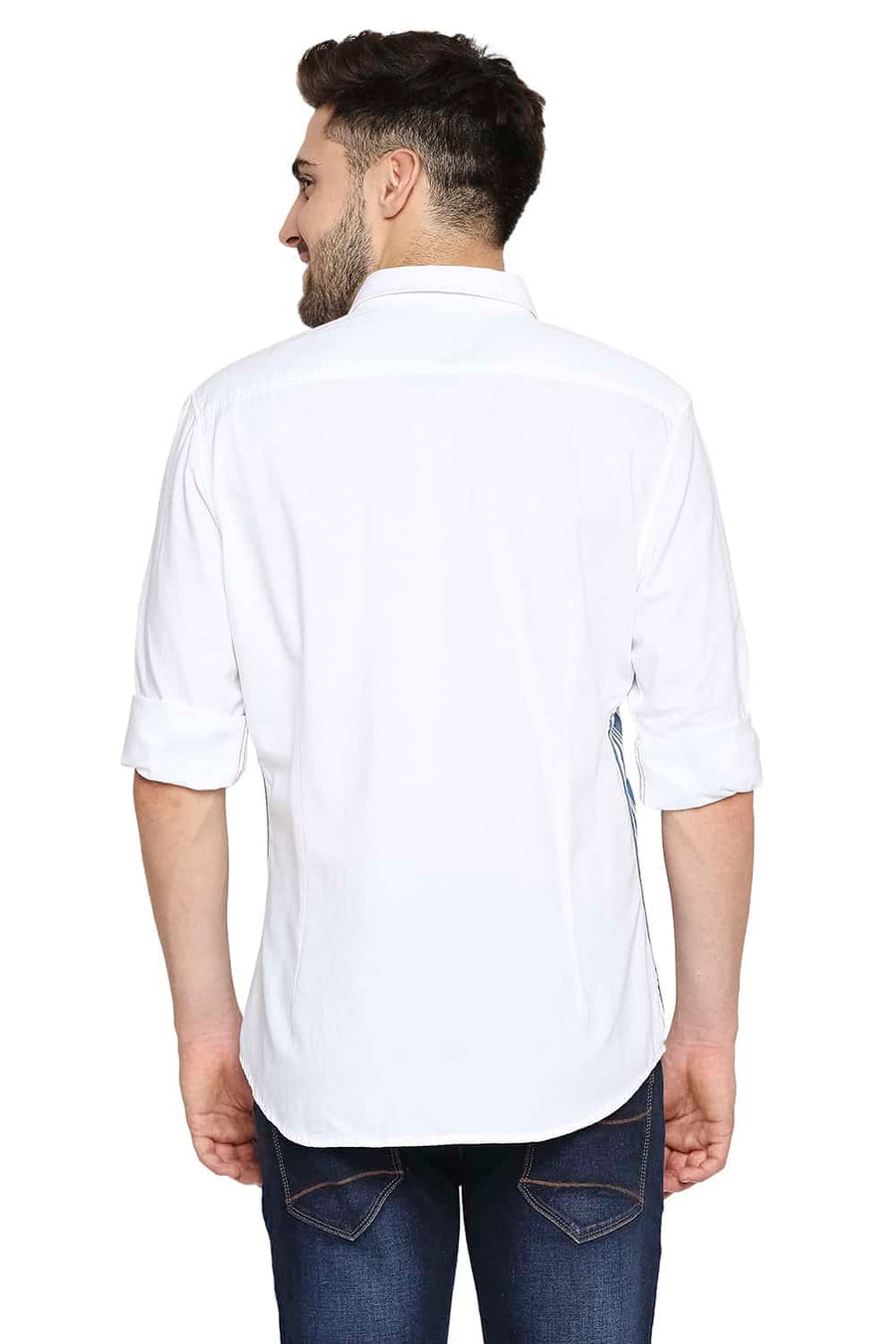 BASICS SLIM FIT SAILOR BLUE ENGINEERED STRIPE SHIRT