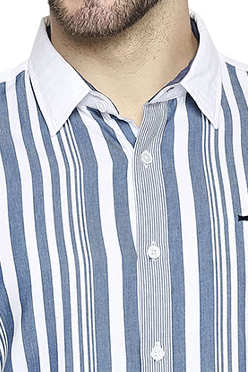 BASICS SLIM FIT ENGINEERED STRIPE SHIRT