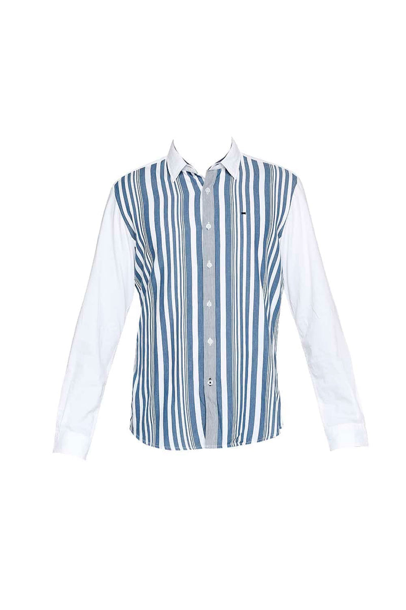 BASICS SLIM FIT ENGINEERED STRIPE SHIRT