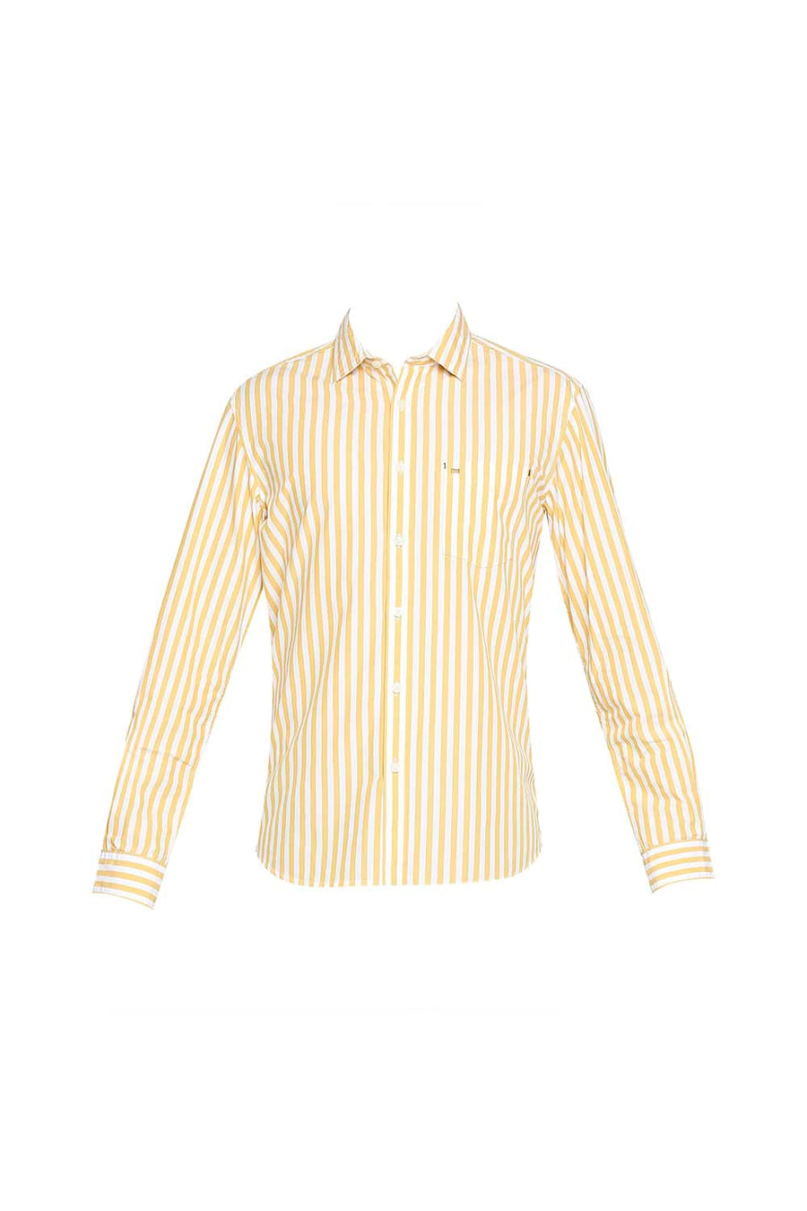 BASICS SLIM FIT GOLDEN YELLOW STRIPE SHIRT