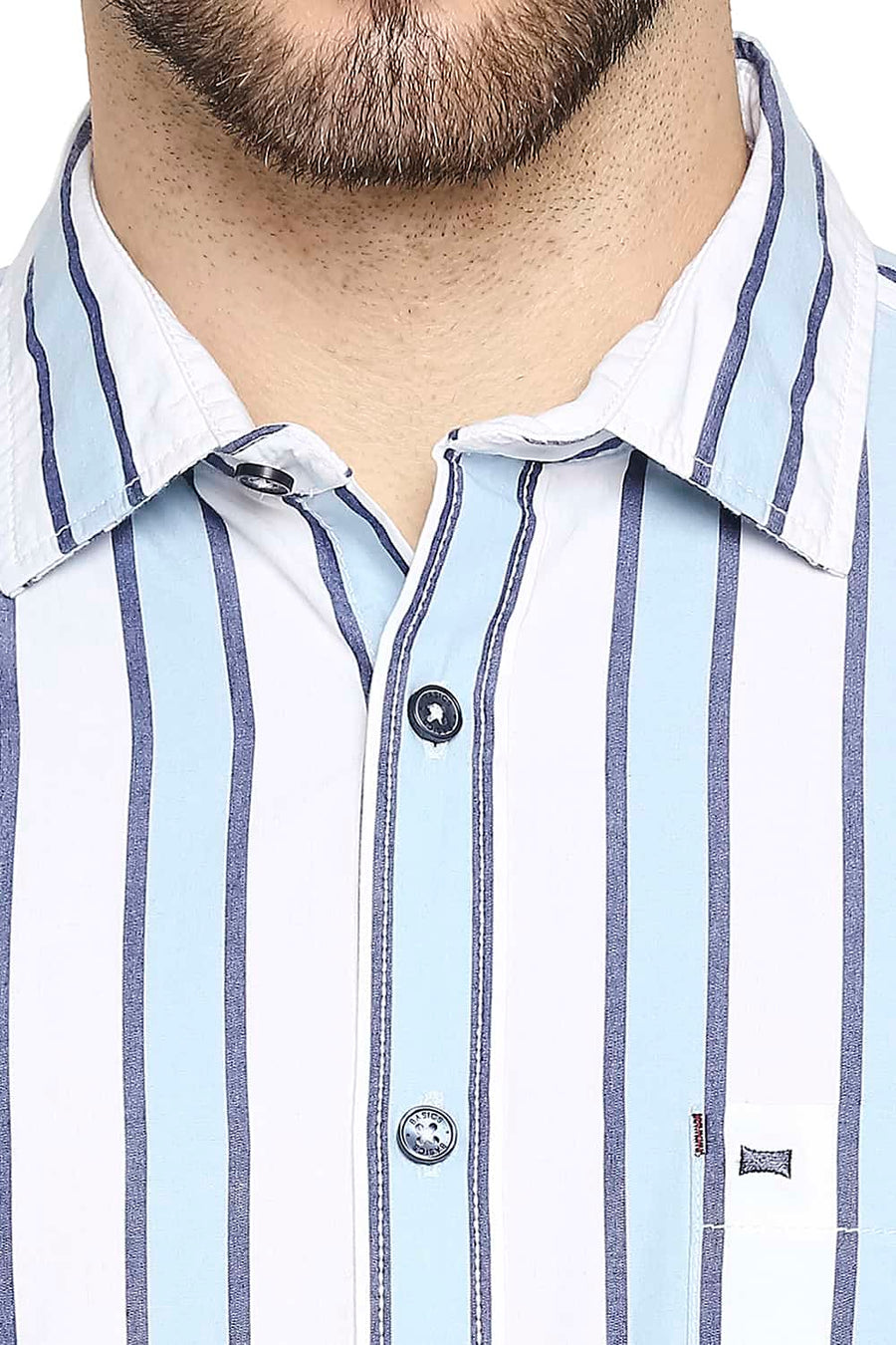 BASICS SLIM FIT DREAM BLUE STRIPE SHIRT