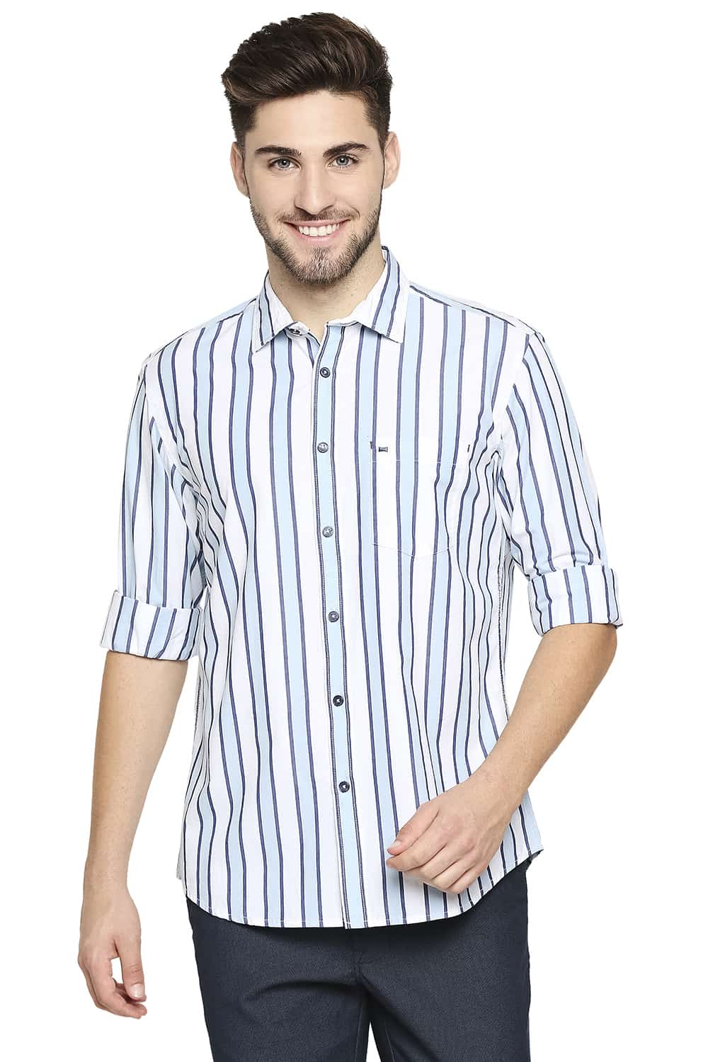 BASICS SLIM FIT STRIPE SHIRT