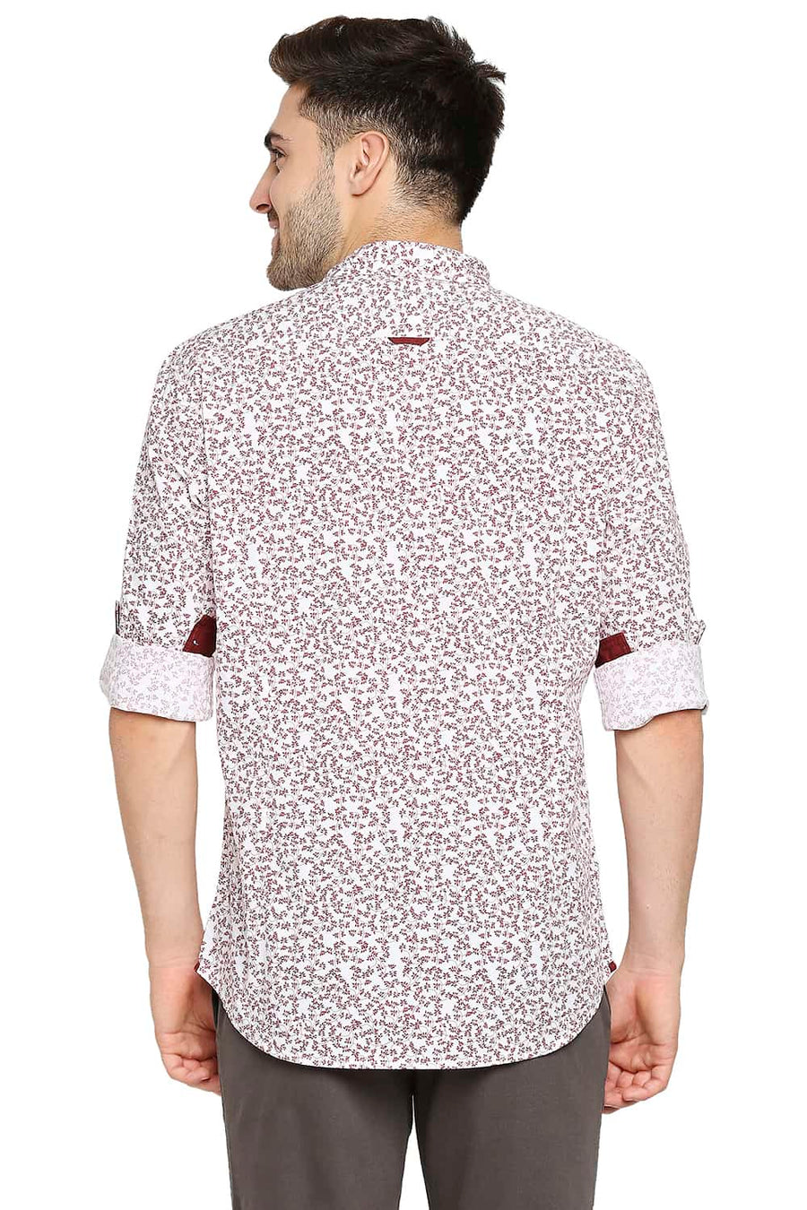 BASICS SLIM FIT TANGO RED PRINTED SHIRT