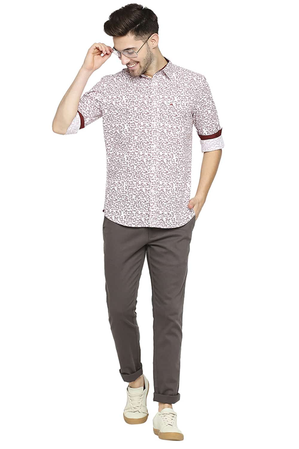 BASICS SLIM FIT PRINTED SHIRT