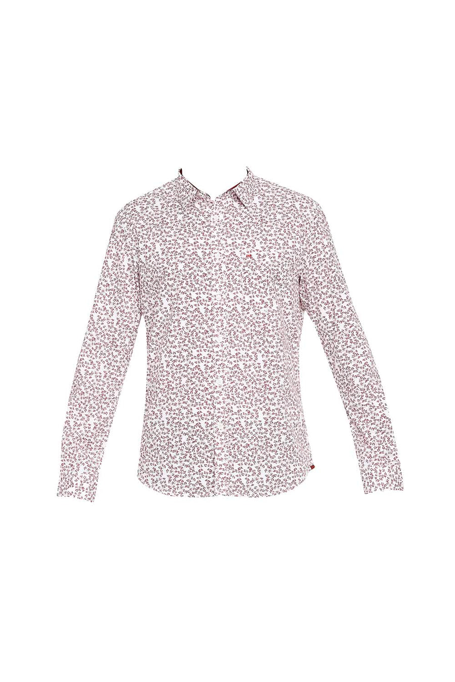 BASICS SLIM FIT TANGO RED PRINTED SHIRT