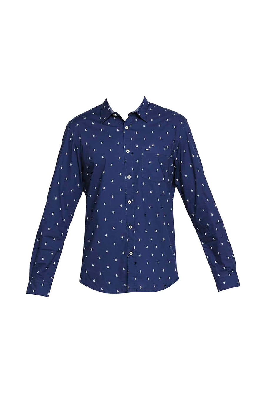 BASICS SLIM FIT MOONLIT NAVY PRINTED SHIRT