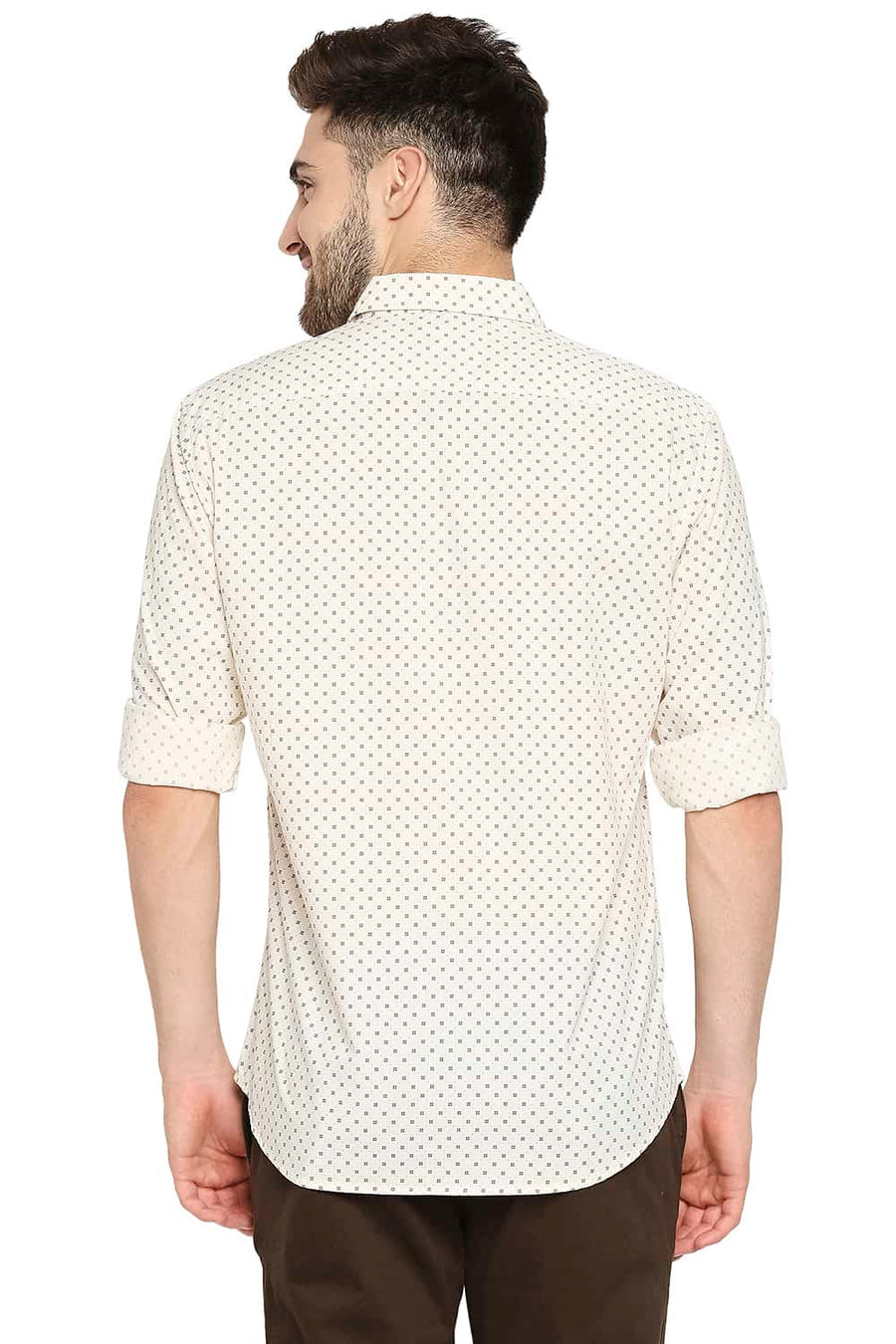 BASICS SLIM FIT GARDENIA YELLOW PRINTED SHIRT