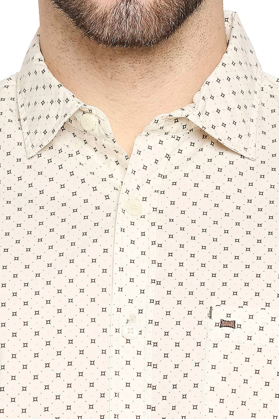 BASICS SLIM FIT GARDENIA YELLOW PRINTED SHIRT