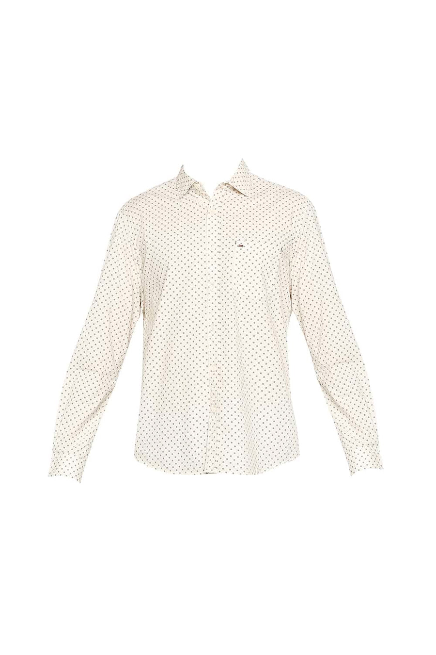 BASICS SLIM FIT GARDENIA YELLOW PRINTED SHIRT