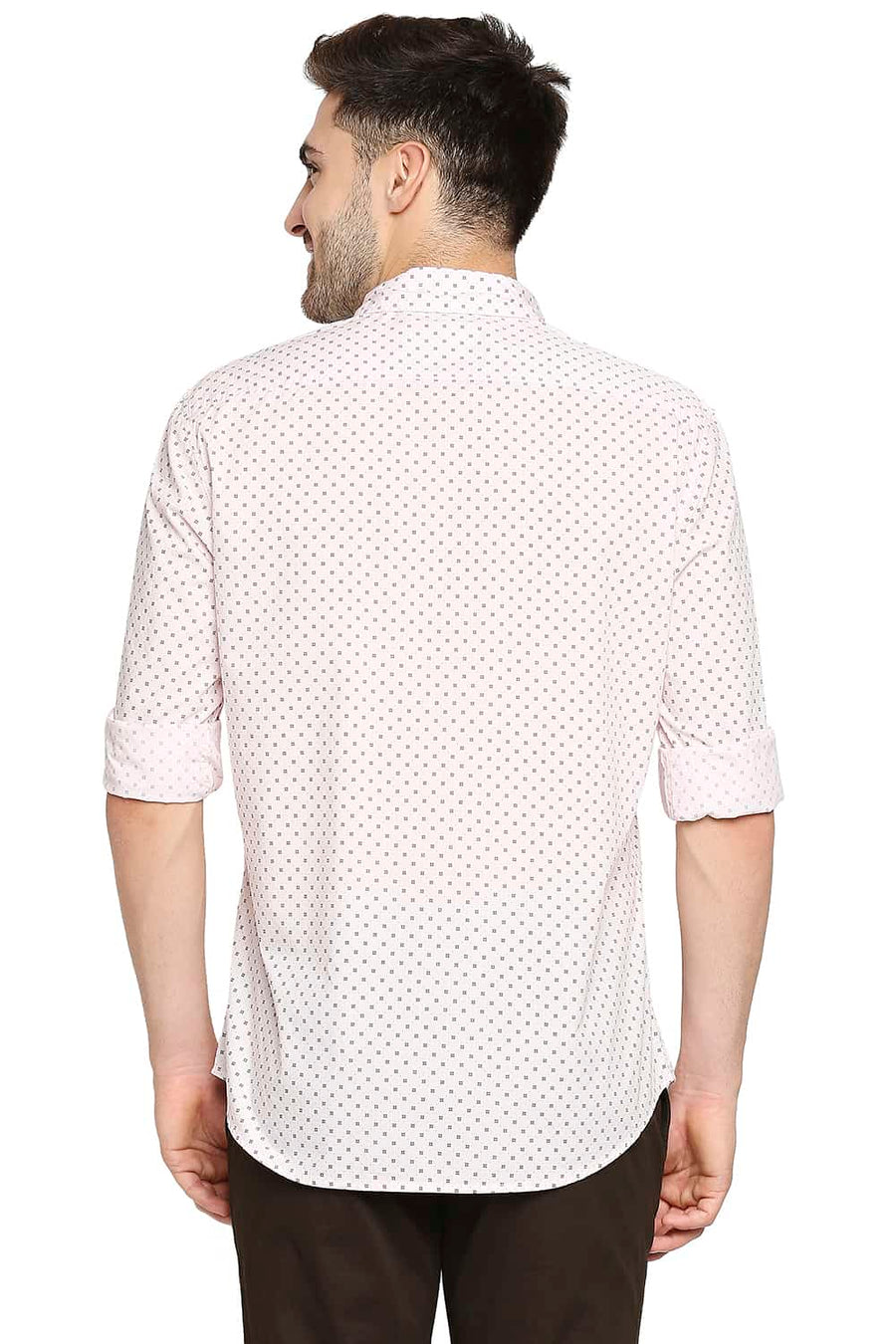 BASICS SLIM FIT BALLET PINK PRINTED SHIRT