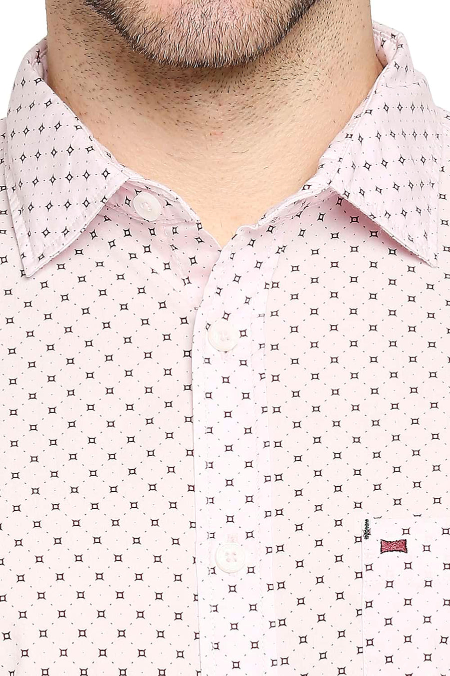 BASICS SLIM FIT BALLET PINK PRINTED SHIRT
