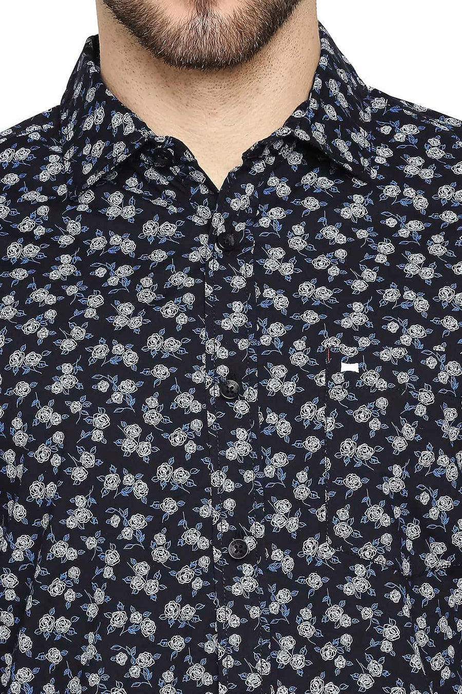 BASICS SLIM FIT GRAPHITE BLACK PRINTED SHIRT