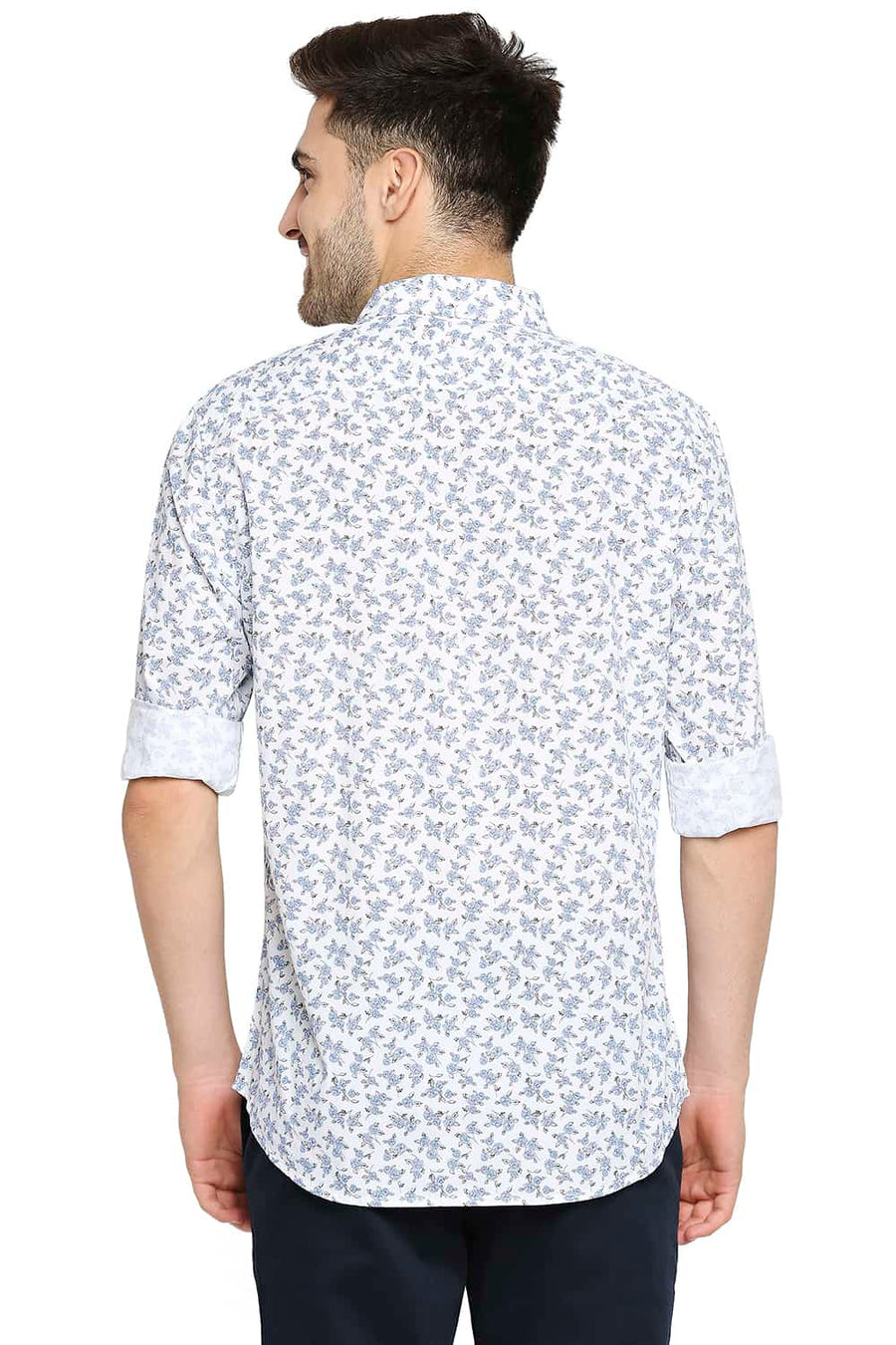 BASICS SLIM FIT CLOUD WHITE PRINTED SHIRT