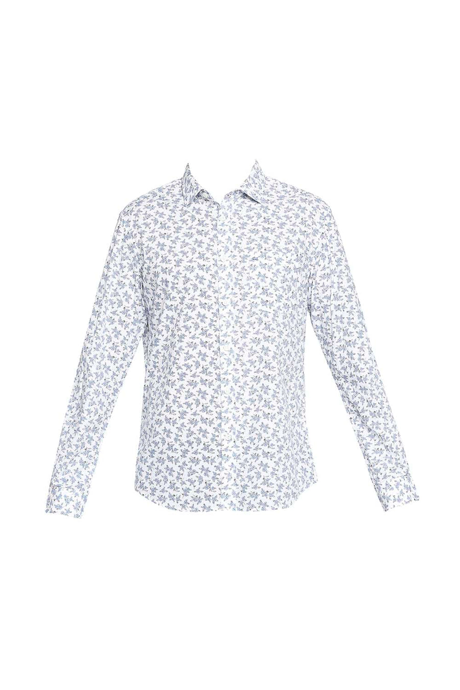 BASICS SLIM FIT CLOUD WHITE PRINTED SHIRT