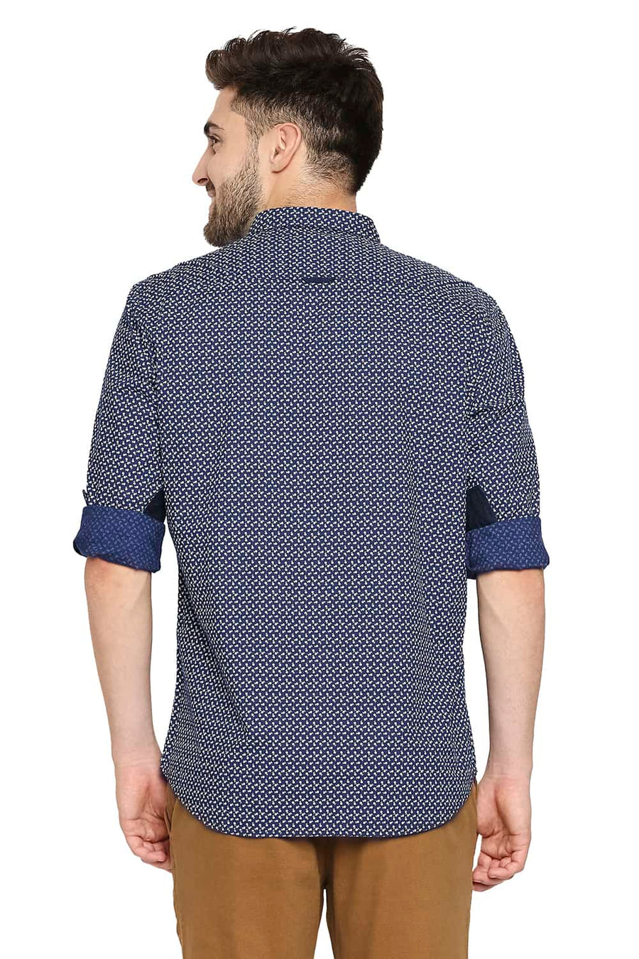 BASICS SLIM FIT ESTATE NAVY PRINTED SHIRT