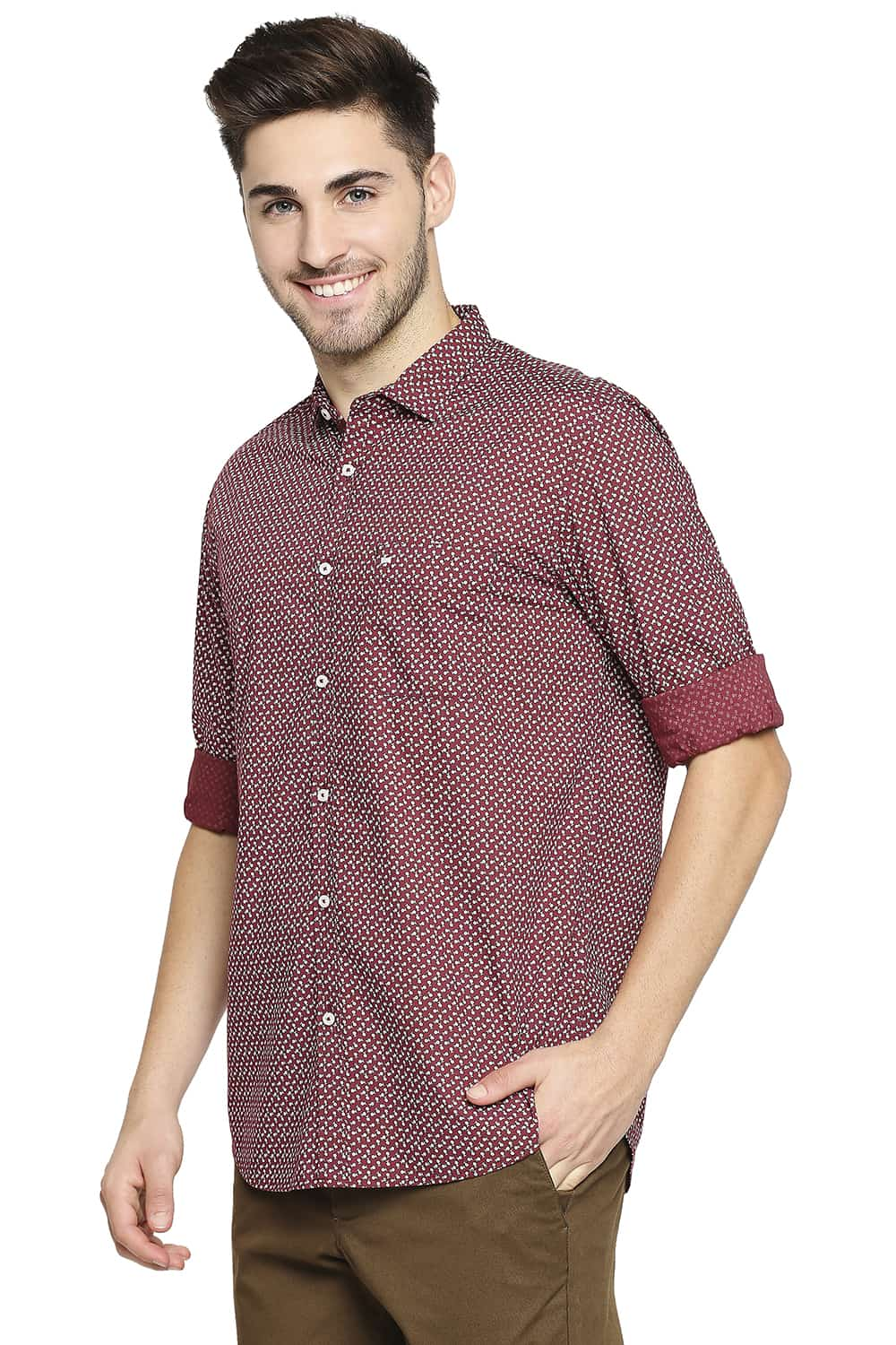 BASICS SLIM FIT PRINTED SHIRT