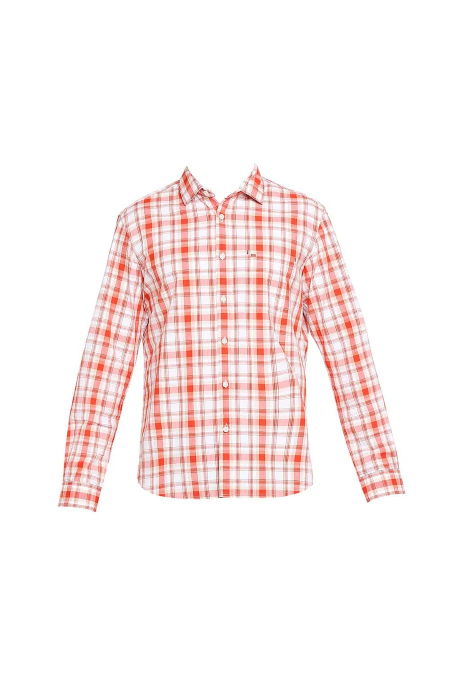 BASICS SLIM FIT PUFFINS ORANGE CHECKS SHIRT