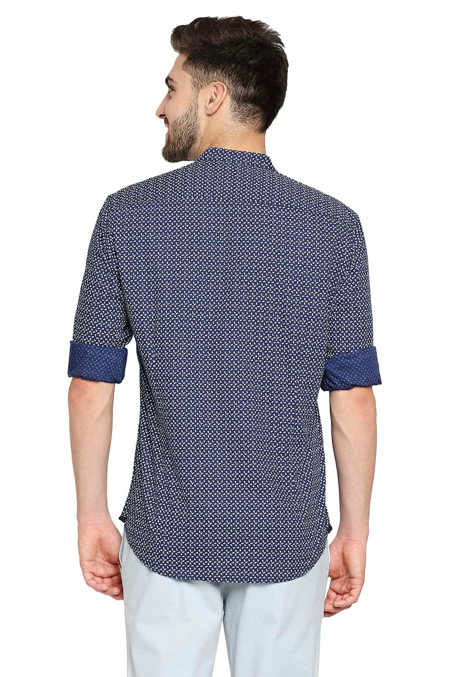BASICS SLIM FIT ESTATE NAVY PRINTED SHIRT